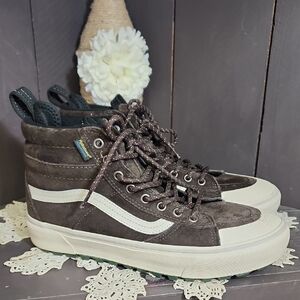 Vans Brown High-Tops with White Accents